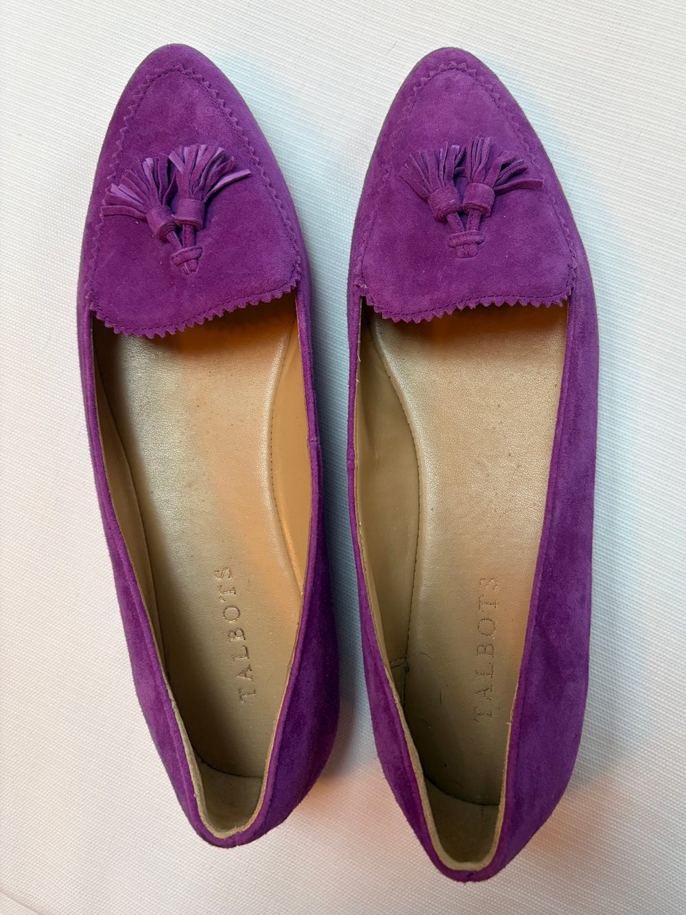 Talbots Francesca Driving Moccasins in purple kid suede